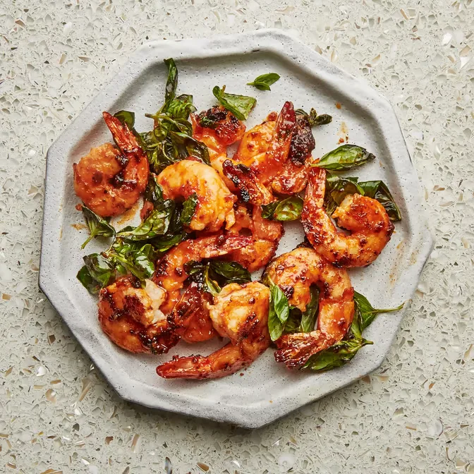 Basil Shrimp served at Hop Tung