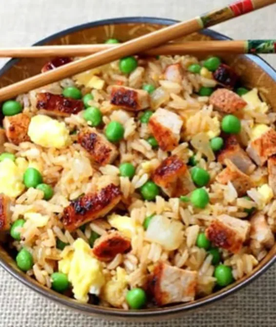Chicken Fried Rice or BBQ Pork served at Hop Tung