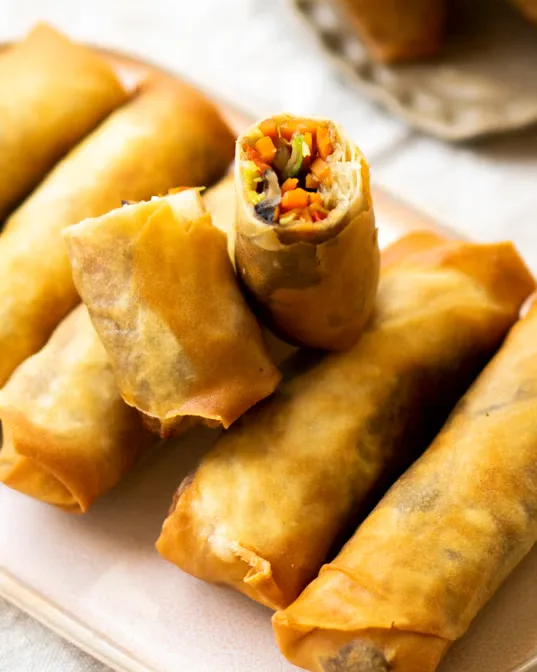 Fried Vegetarian Spring Rolls served at Hop Tung