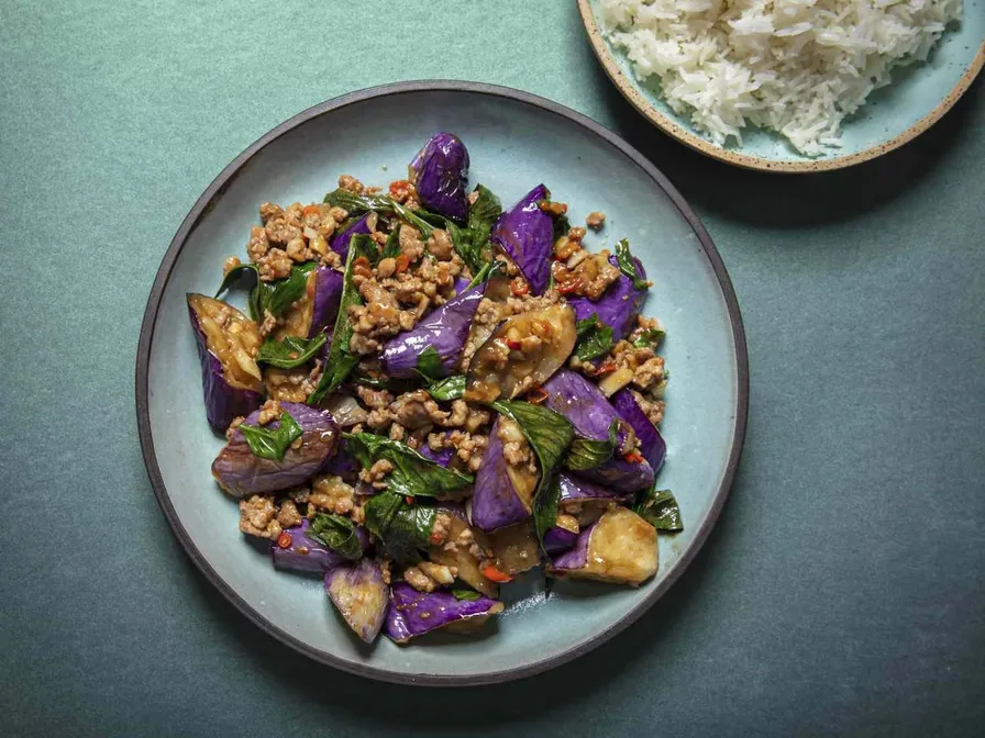 Lemongrass Eggplant & Shrimp served at Hop Tung