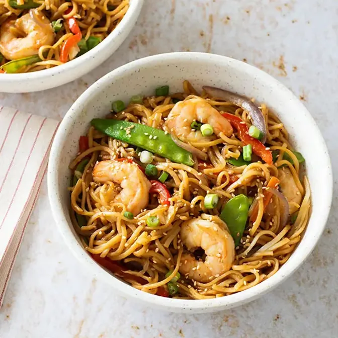 Lo Mein Shrimp served at Hop Tung