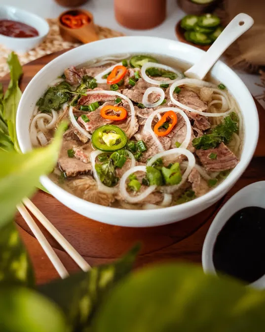 Pho Steak and Tendon served at Hop Tung