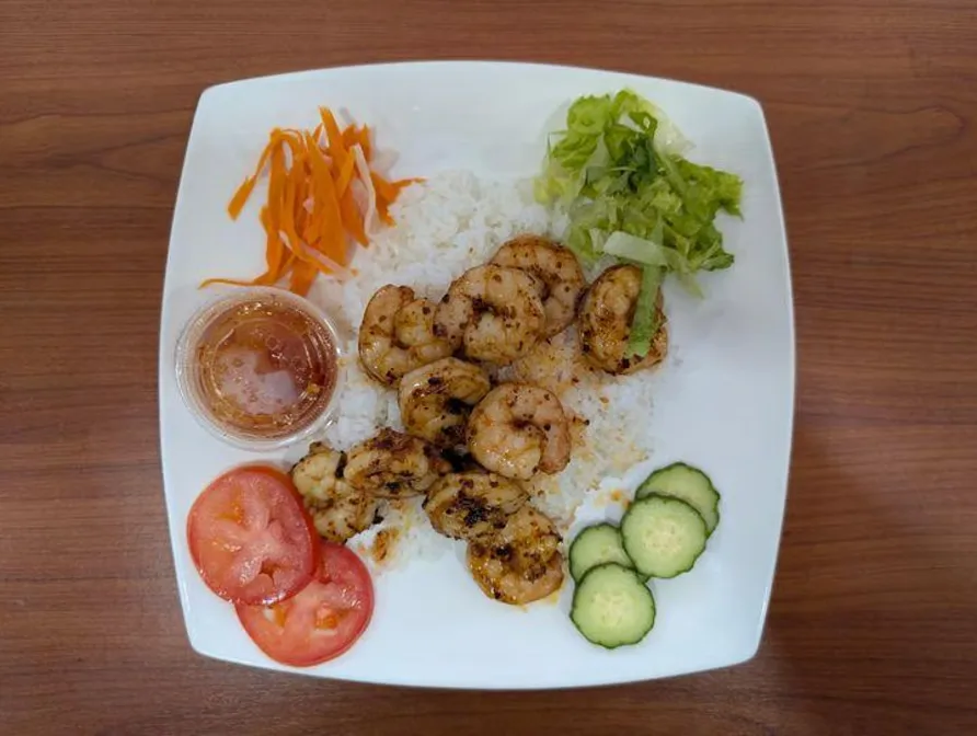 Shrimp Rice Plate served at Hop Tung